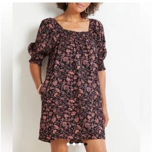 Roan + Ryan Scarlett Square Neck Floral Tunic Dress Size Small Boho Fairy